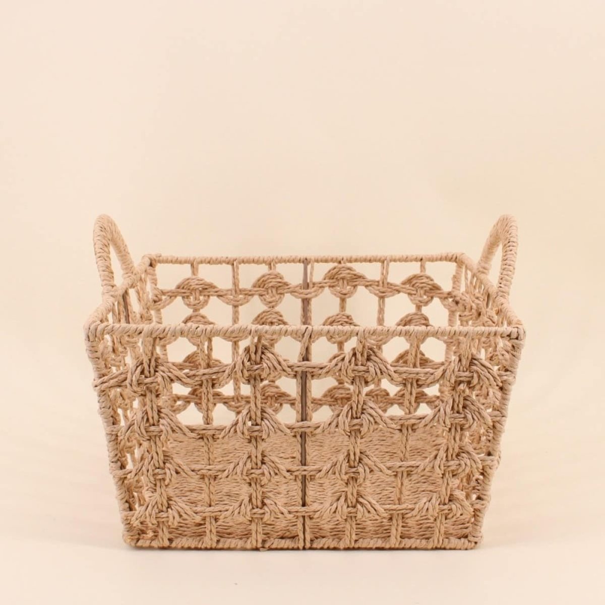 Panier tressé naturel avec poignées 35x35cm beige, ORNAMI