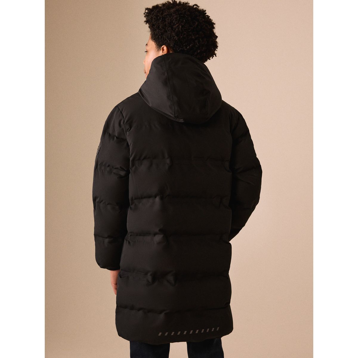 Long manteau rembourré imperméable noir, NEXT