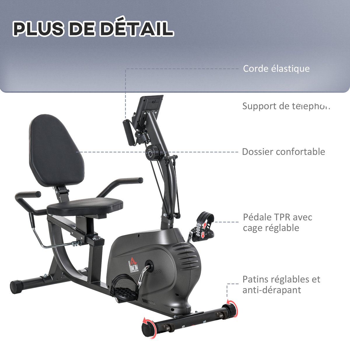 Vélo d'appartement magnétique Acier Noir noir, HOMCOM
