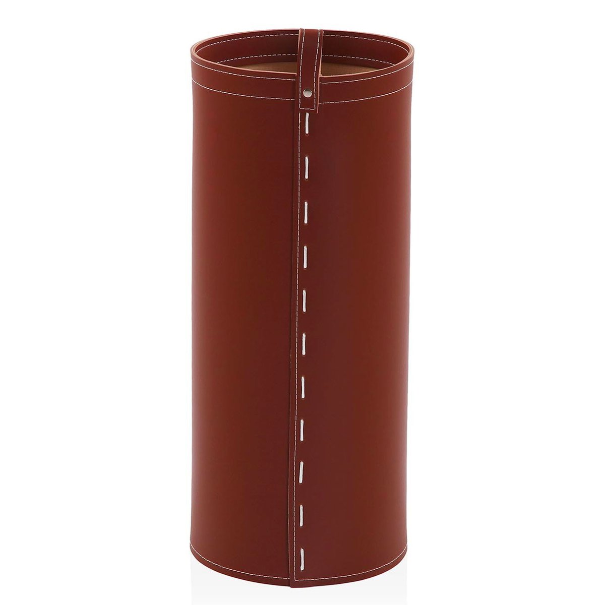 Porte-parapluies rond en similicuir marron 20x20x48cm marron, VERSA