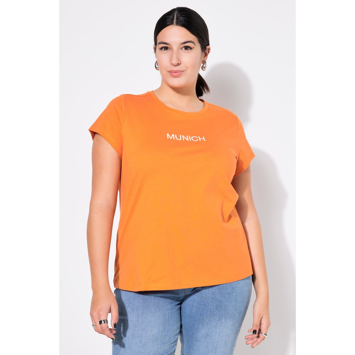 T-shirt, Slim Classic, broderie orange, STUDIO UNTOLD