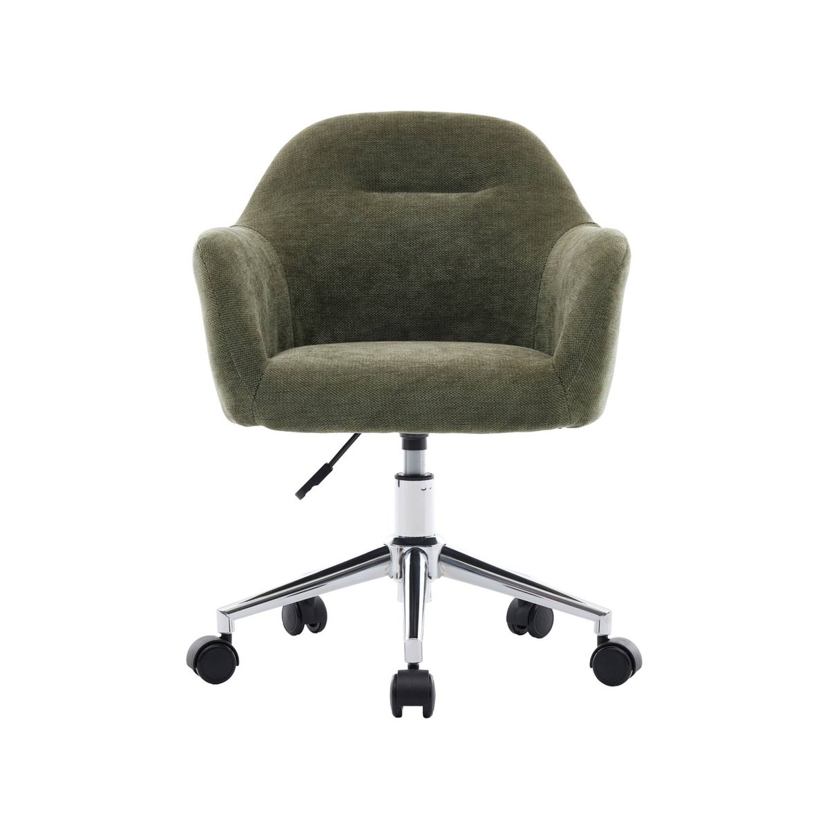 Chaise de bureau enfant à roulettes ajustable tissu chenille STAN KID kaki, SWEEEK