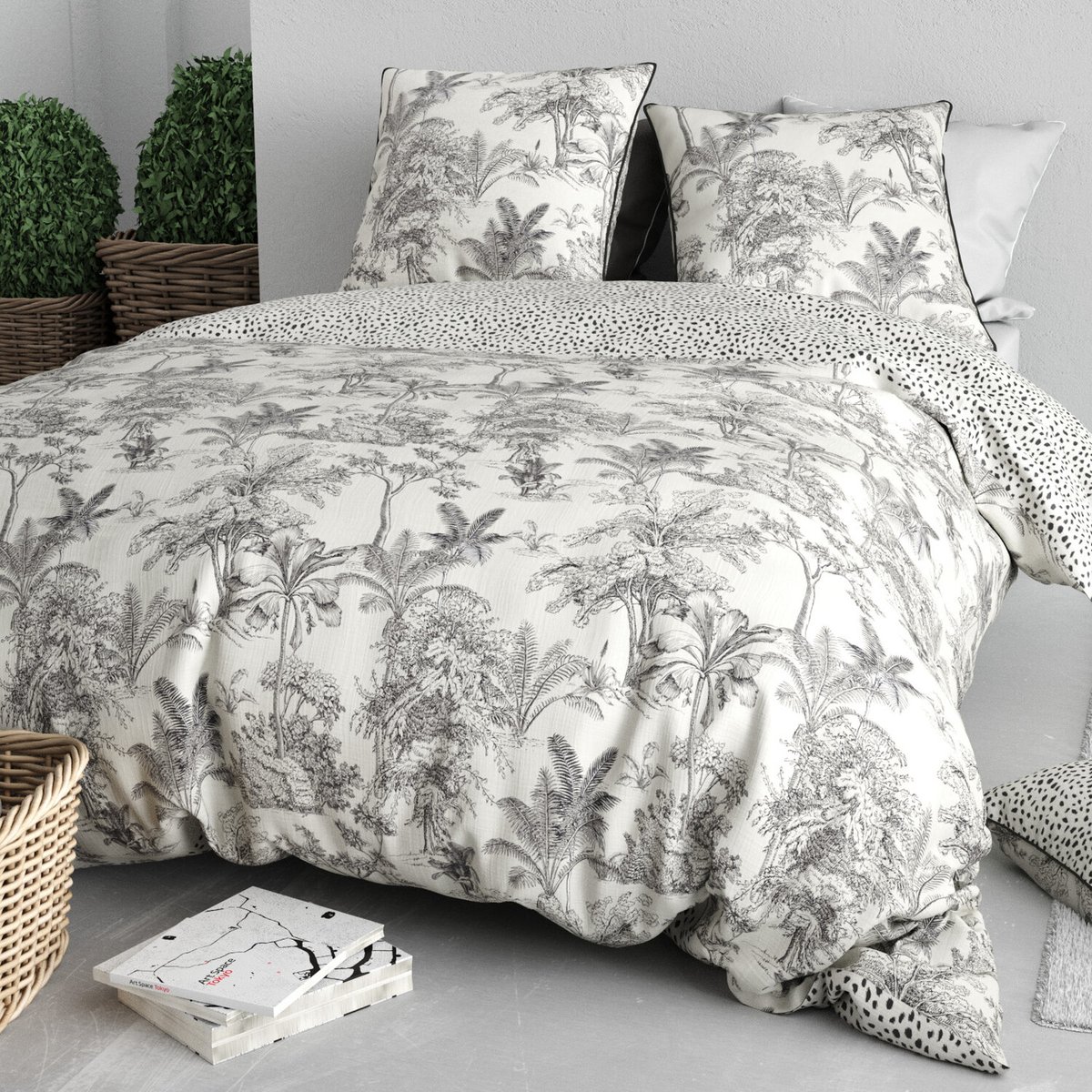Parure housse de couette avec taie(s) en coton imprimée, Fauve noir, C DESIGN HOME TEXTILE