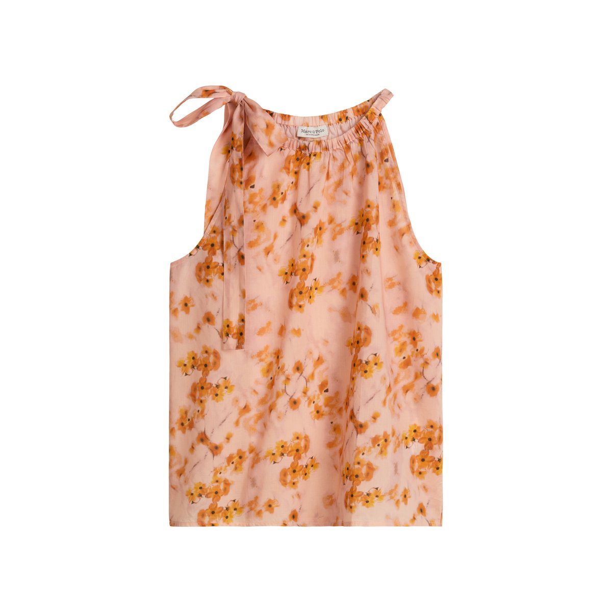 Blouse sans manches relaxed en voile de coton imprimé orange, MARC O'POLO