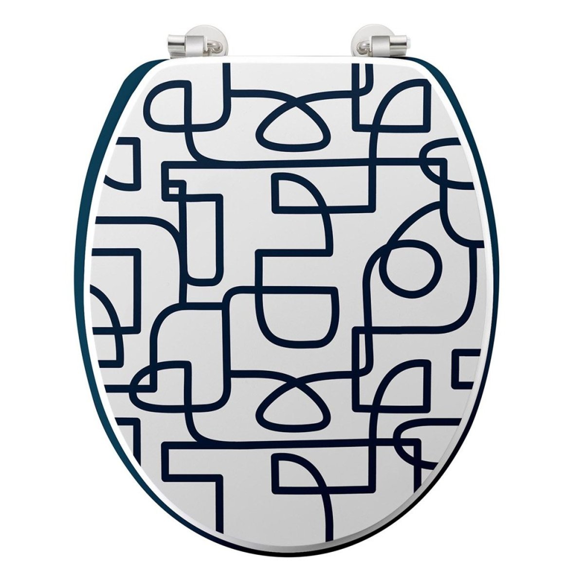 Abattant WC MDF charnières métal Labyrinthe blanc, DECORATIE
