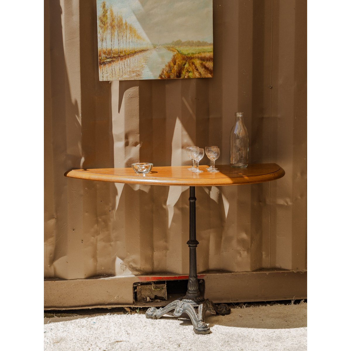 Console bistrot en bois Francine N°1076 - Bon état bois foncé, DEBONGOUT