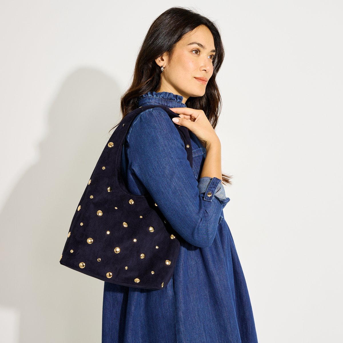 Sac porté épaule avec studs bleu marine, GRAIN DE MALICE