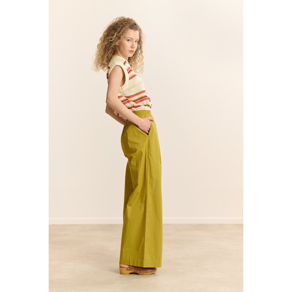 Pantalon large élastiqué COLAS olive, GARANCE PARIS