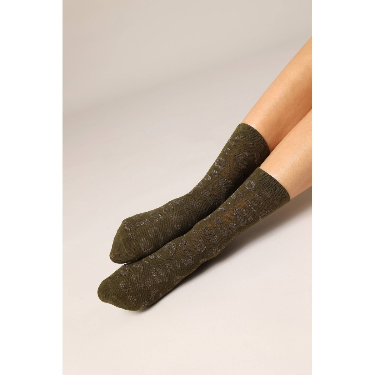 Lot de 3 paires de chaussettes pailletées
 ANINA khaki, DEELUXE