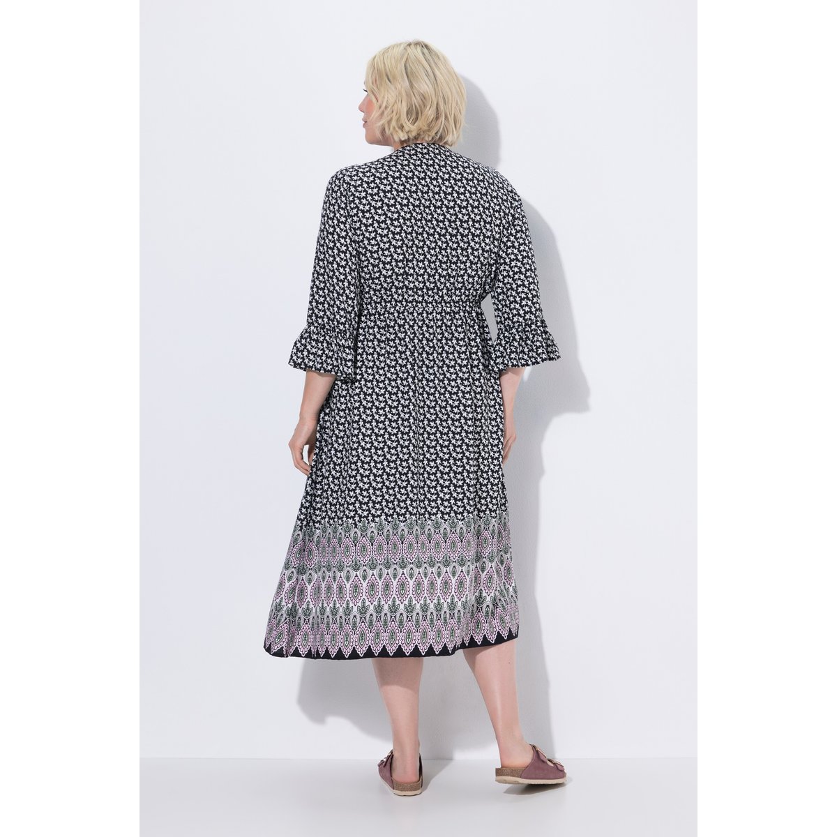 Robe midi coupe évasée noir, ULLA POPKEN