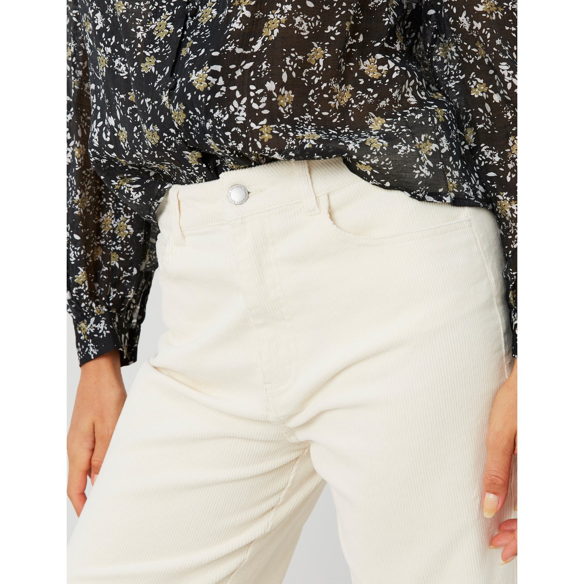 Pantalon straight velours naturel, BZB