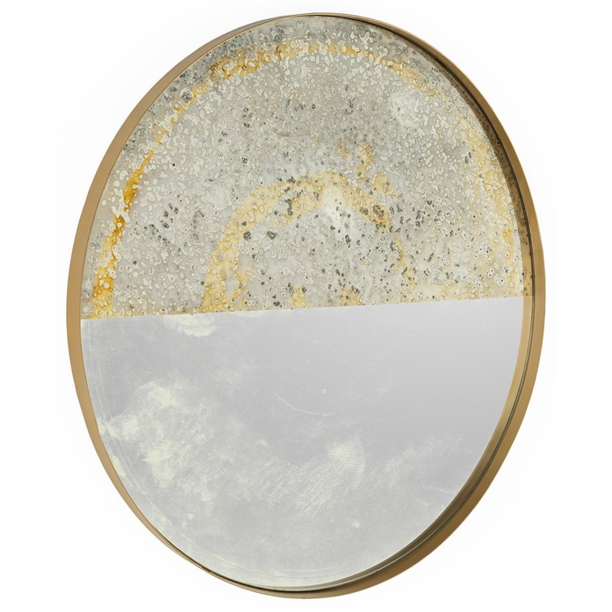 Miroir rond en métal effet vieilli doré vieilli, RECOLLECTION