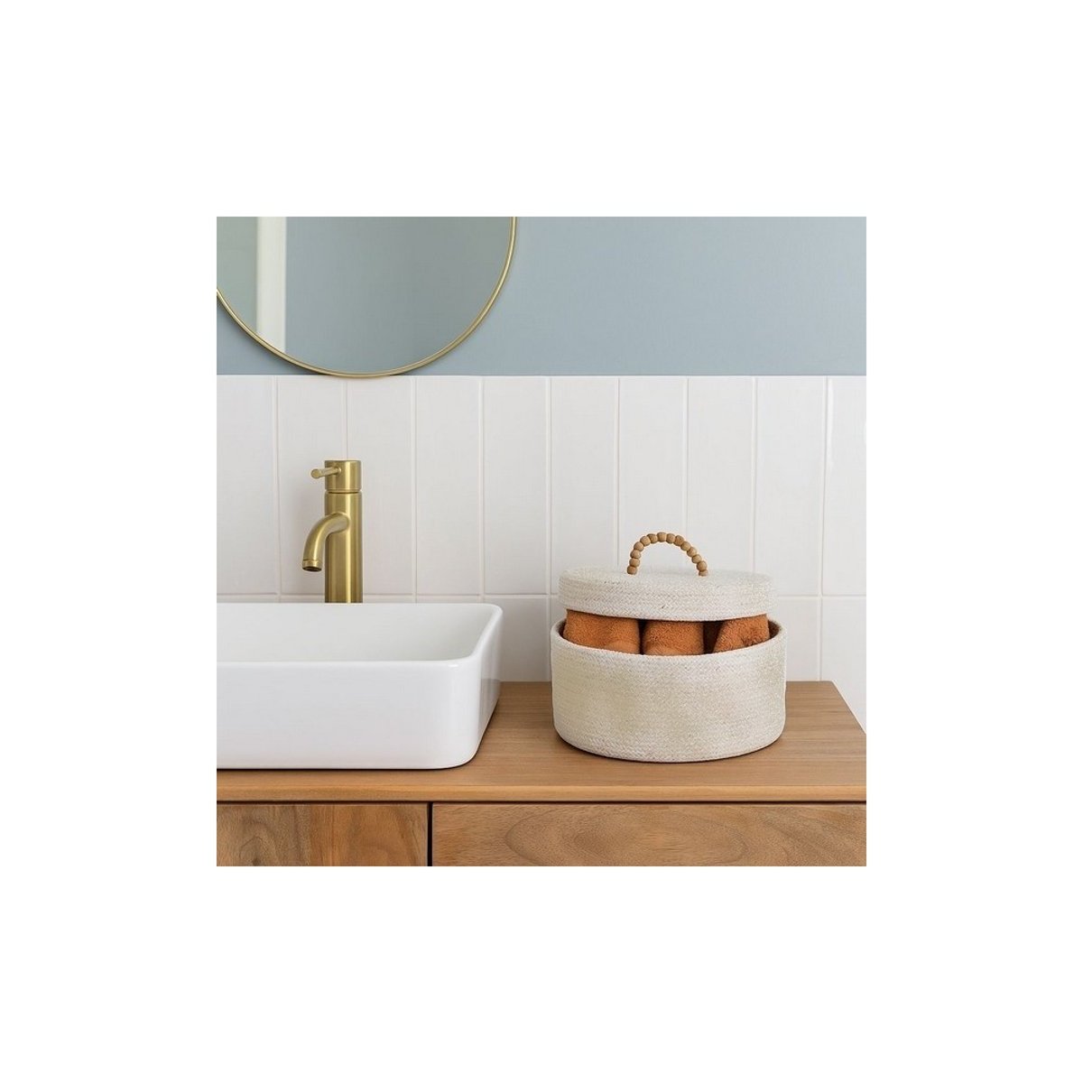 Panier rond avec couvercle 27x16cm naturel, AZAO