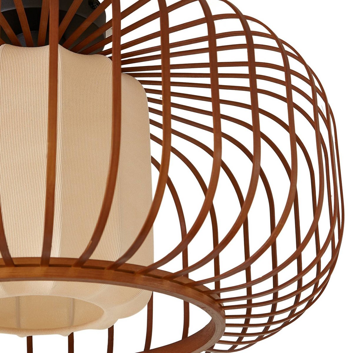 Plafonnier en bambou scandinave, Davella bois foncé, beige, LINDBY