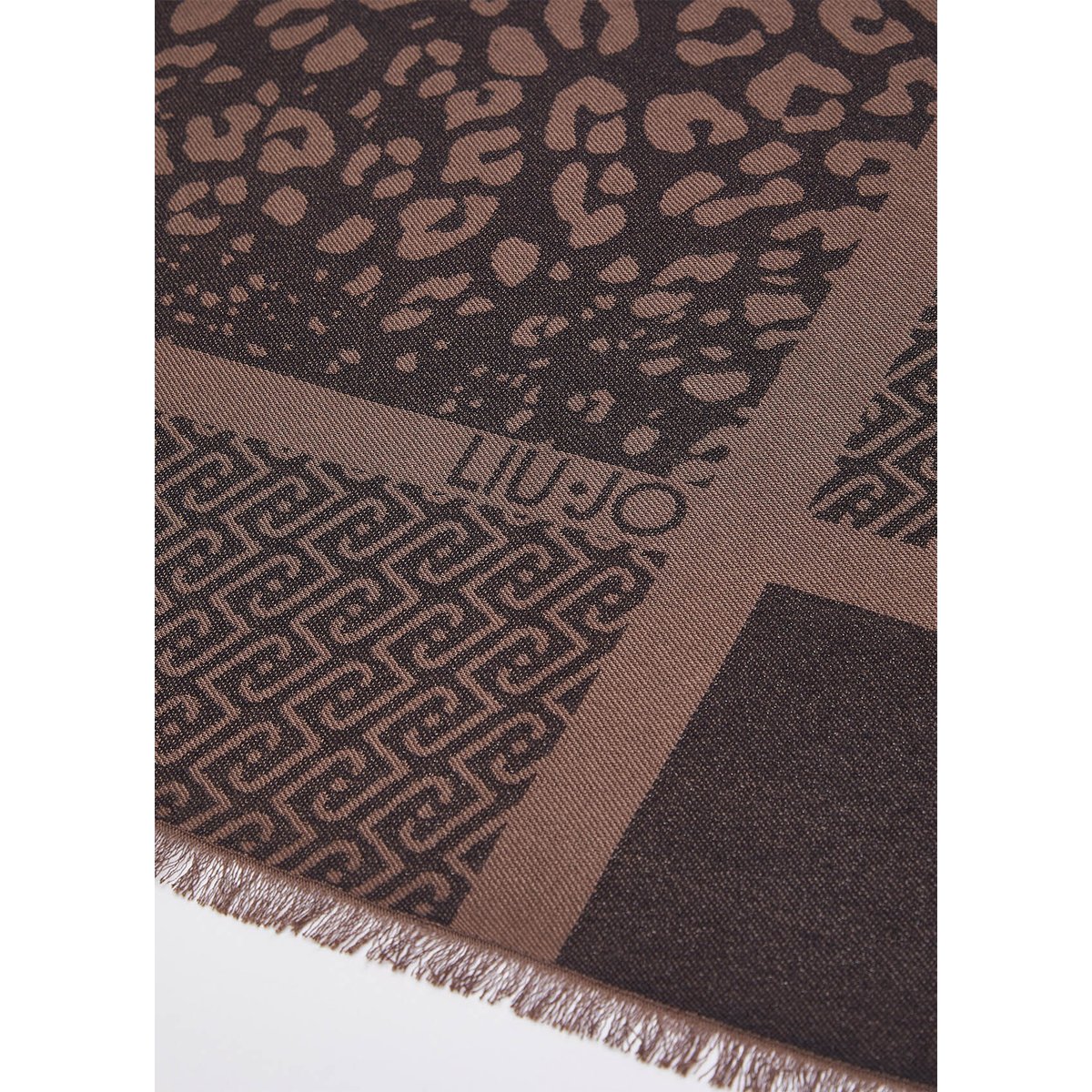 Étole jacquard imprimé animal avec logo noir, LIU JO