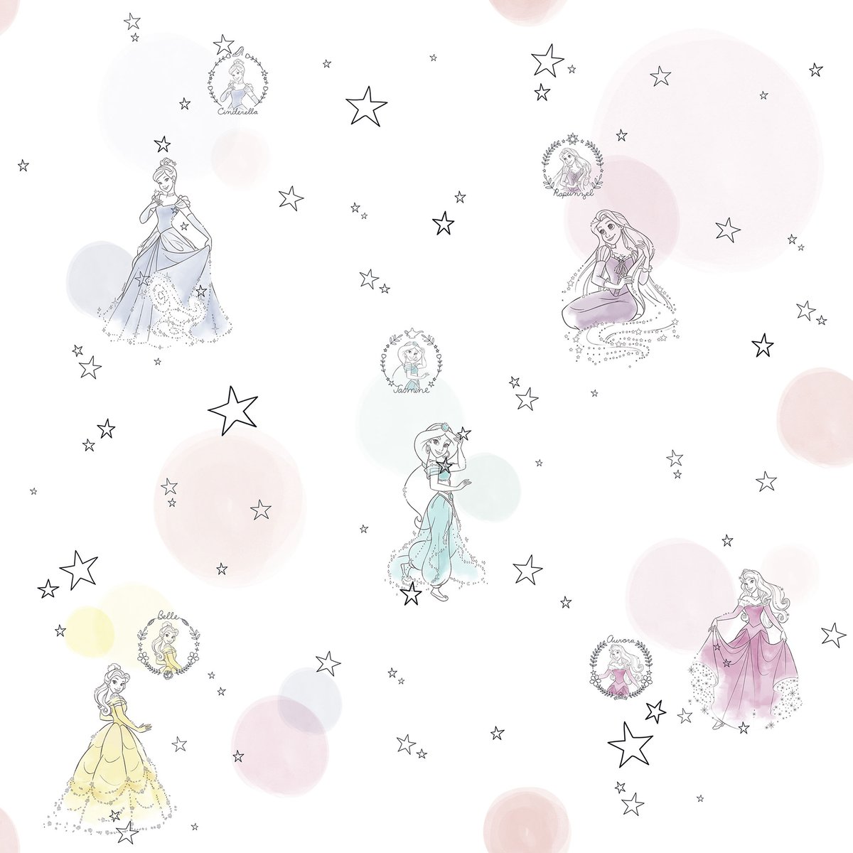 Papier peint  Komar - Princess Pretty Pastel - Rouleau: 53 x 1005 cm multicolore, HEXOA