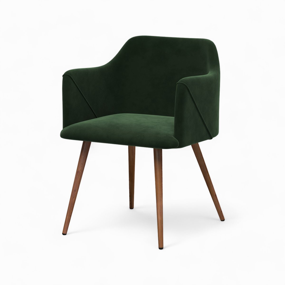 Table et chaises 4 personnes en velours - LIWA marron et vert foncé, MAISON PAVANE