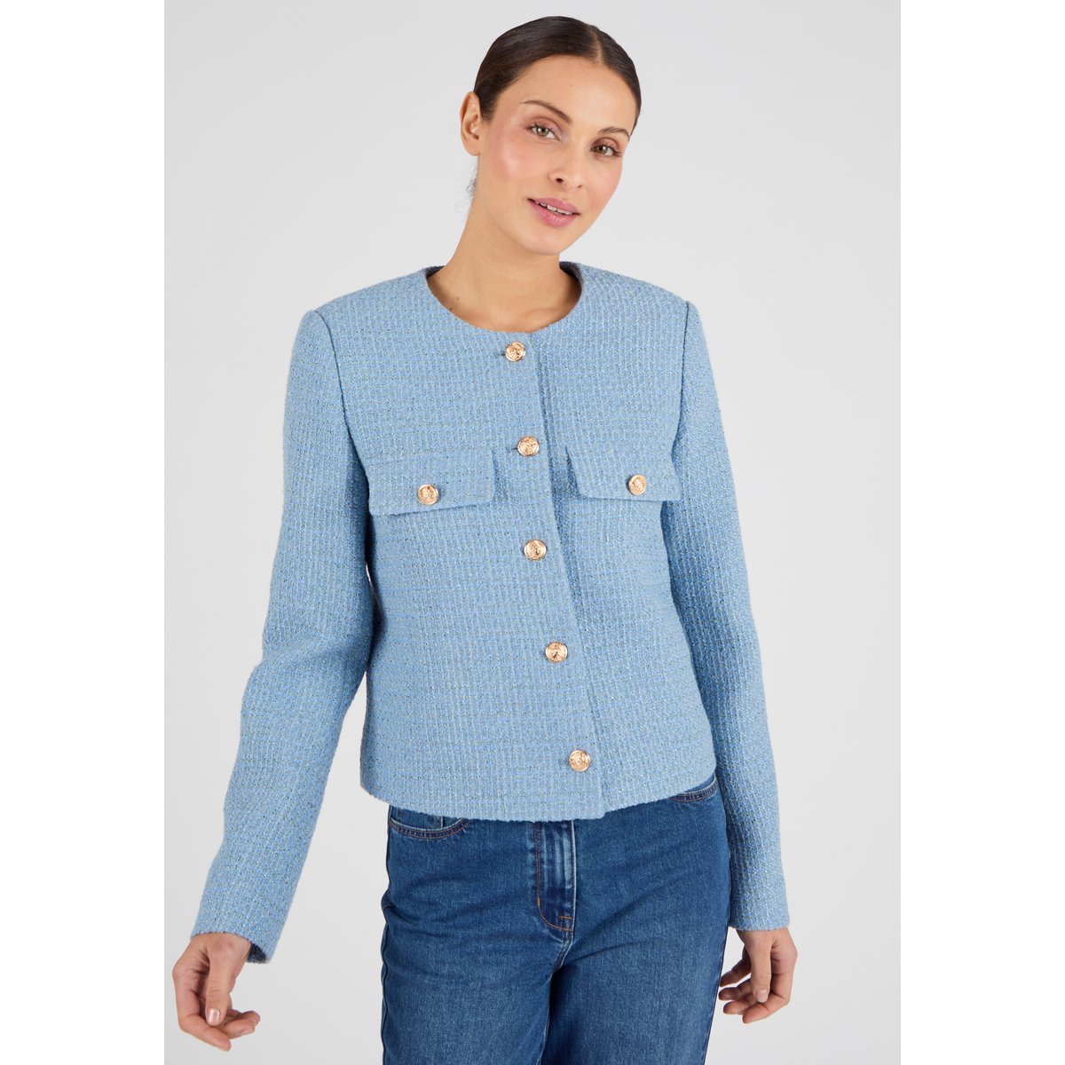 Veste effet tweed bleu, DAMART