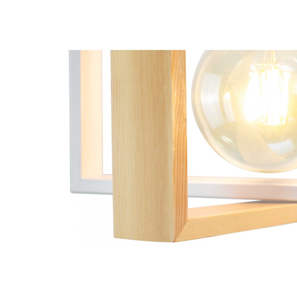 Suspension en bois d'hévéa et métal, WOOLI blanc, C-CREATION