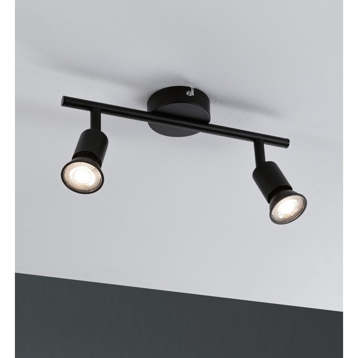 Spot 2 flammes max2 x 10w noir, PAULMANN