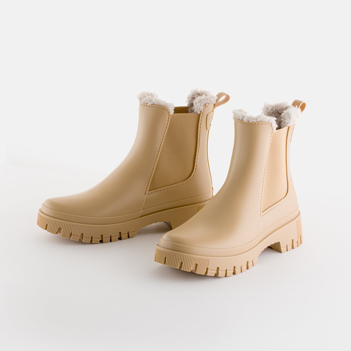 Bottes de pluie fourrées femme vegan WREN sable, LEMON JELLY