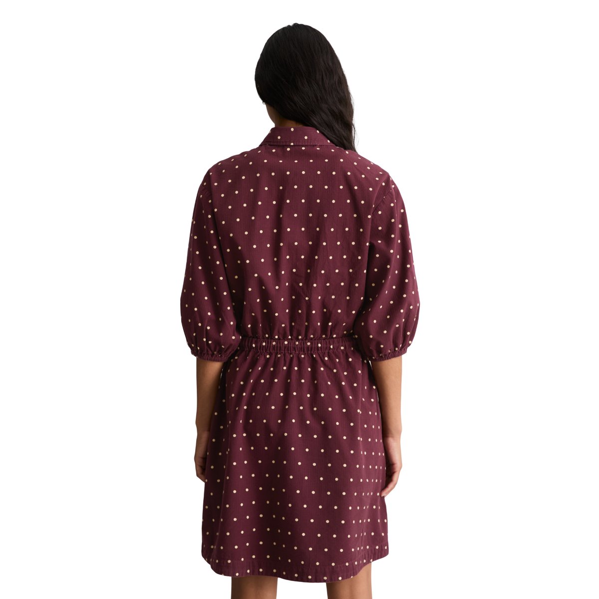Robe courte en seersucker, coupe trapèze en pur coton bio rot, MARC O’POLO DENIM