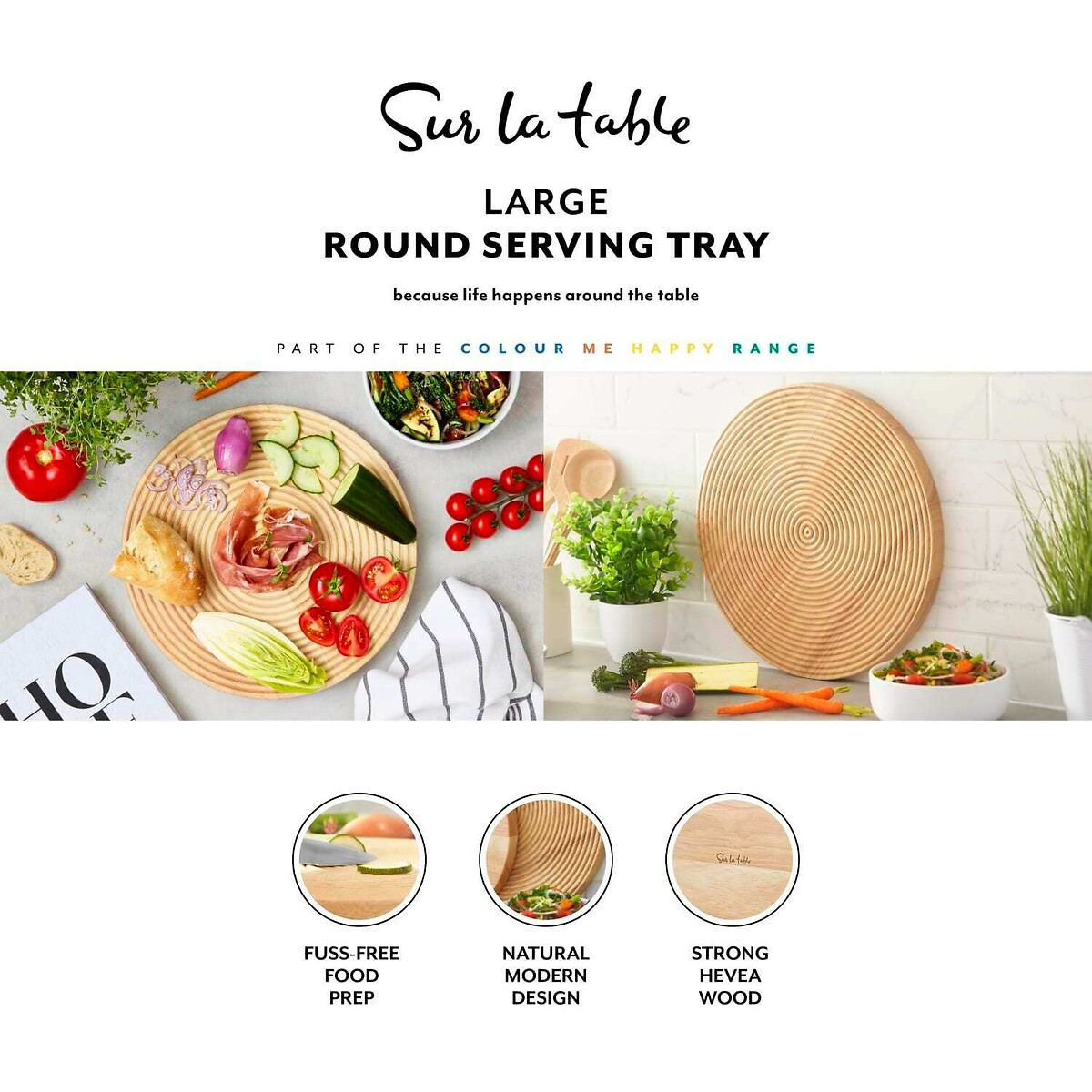 Colour Me Happy Large Chopping Board brown , SUR LA TABLE