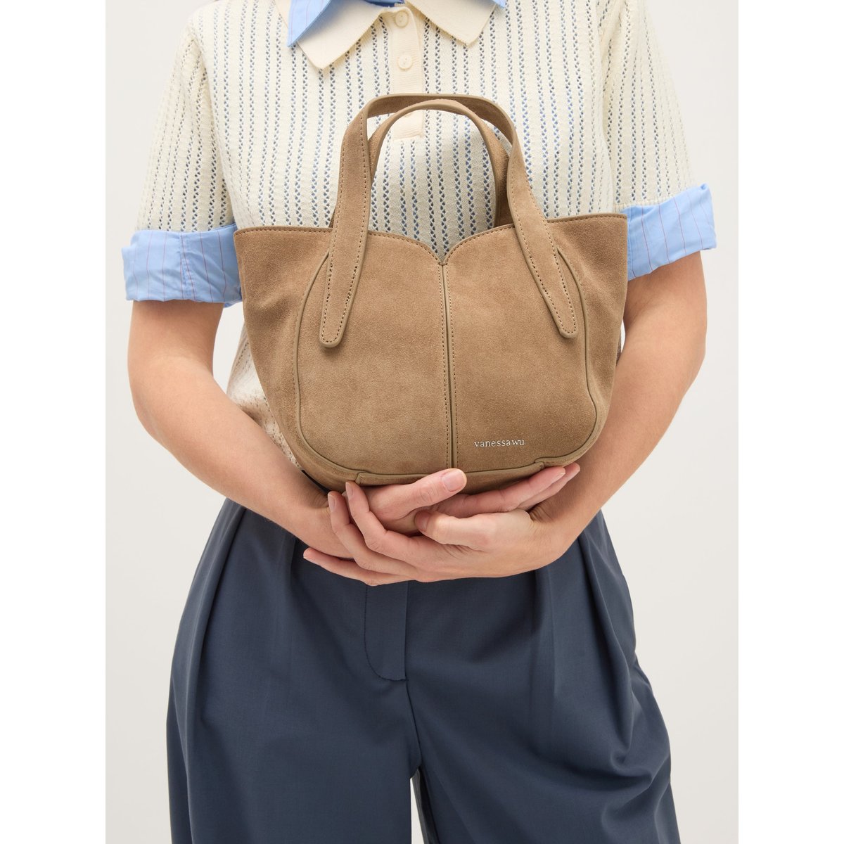 Sac à main avec anses et bandoulière Mini ALTAÏ taupe, VANESSA WU