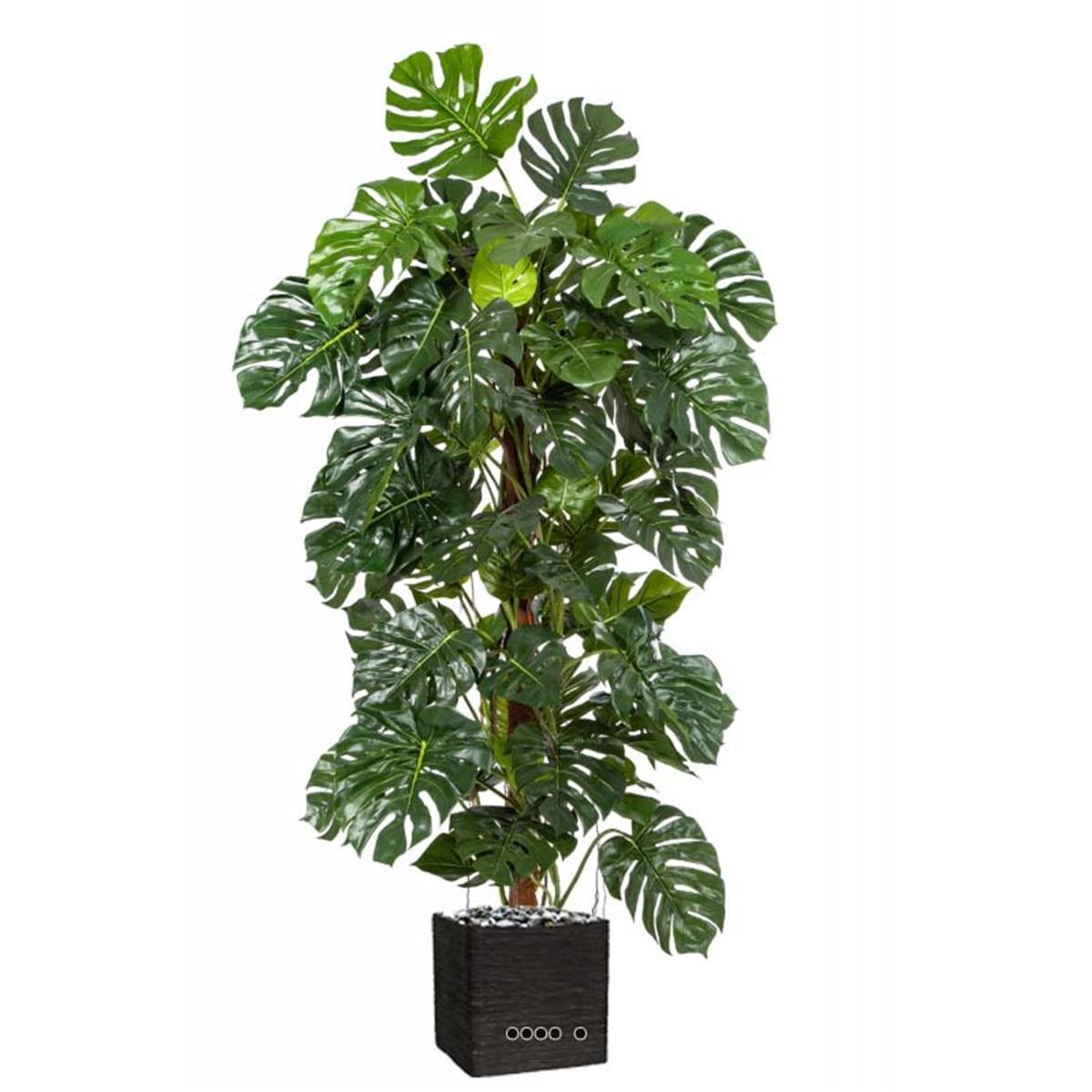 Monstera artificiel sur pied, en pot, H 1 gris, ARTIFICIELLES