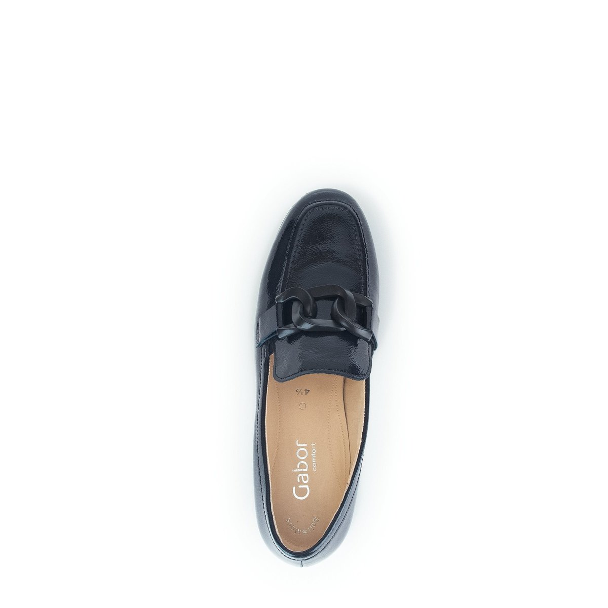 Mocassins en vernis à talon décroché block marine, GABOR