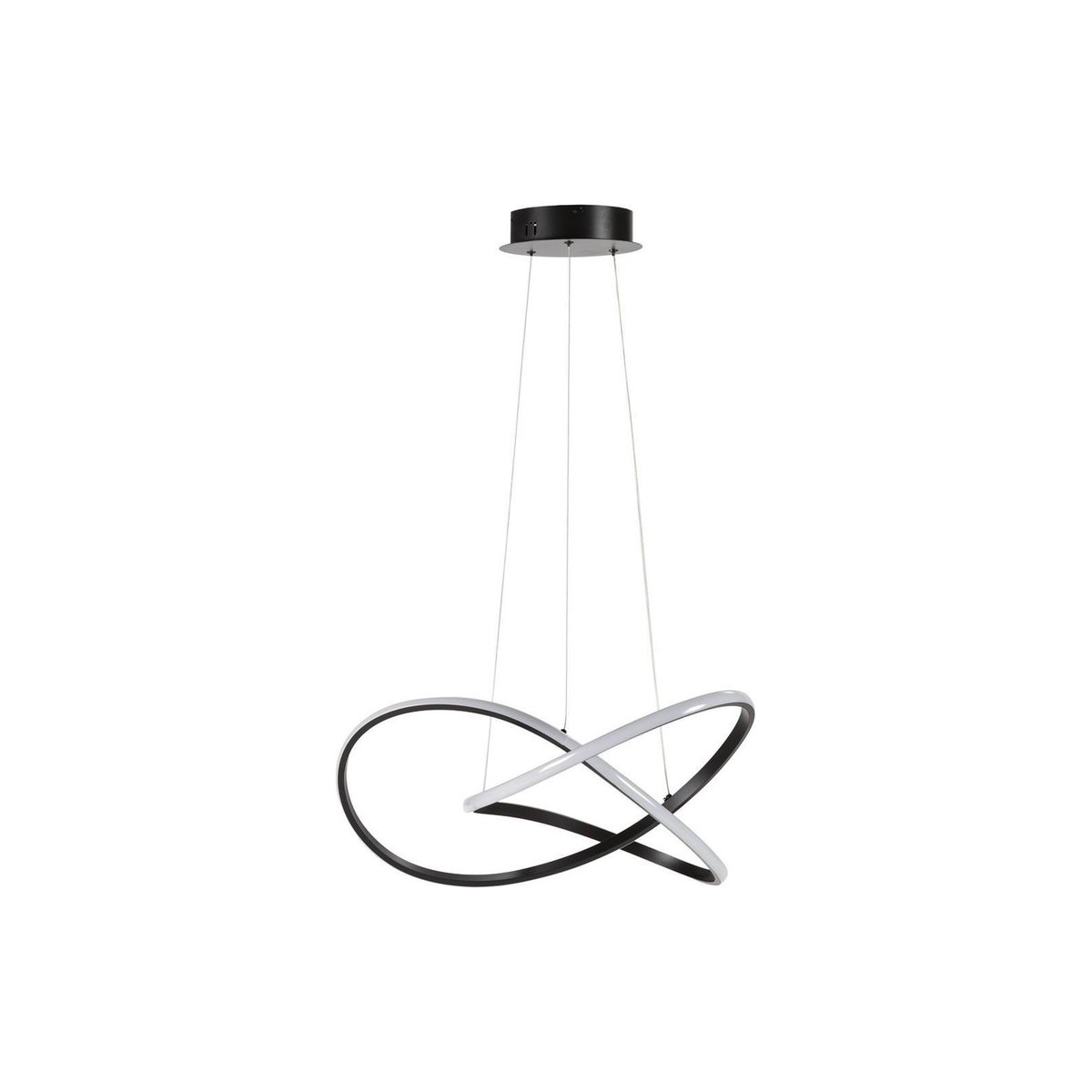 Suspension design à anneaux en métal noir et translucide, RECOLLECTION
