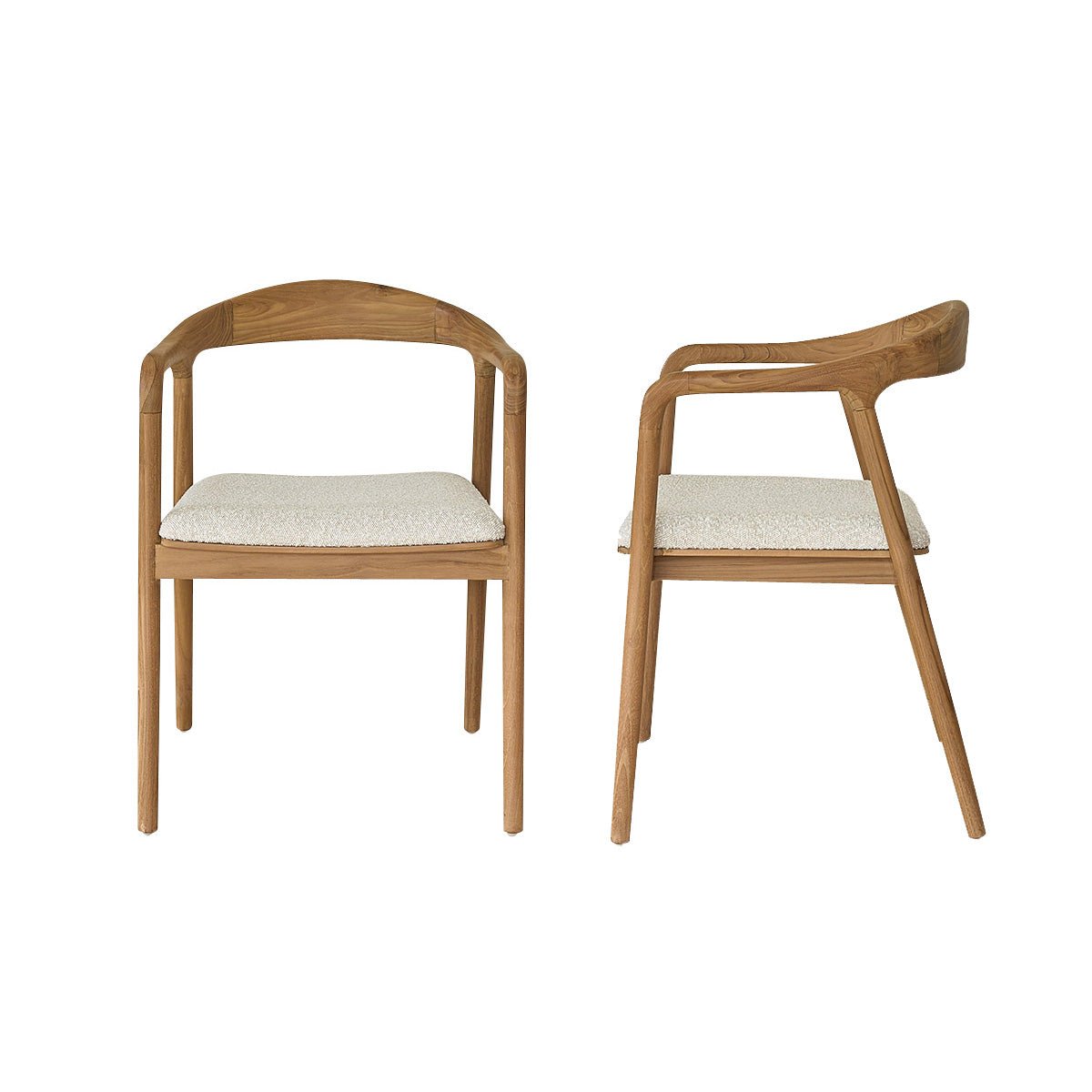 Lot de 2 chaises en teck massif et bouclette  AMBRE ecru, BERAH GETAH
