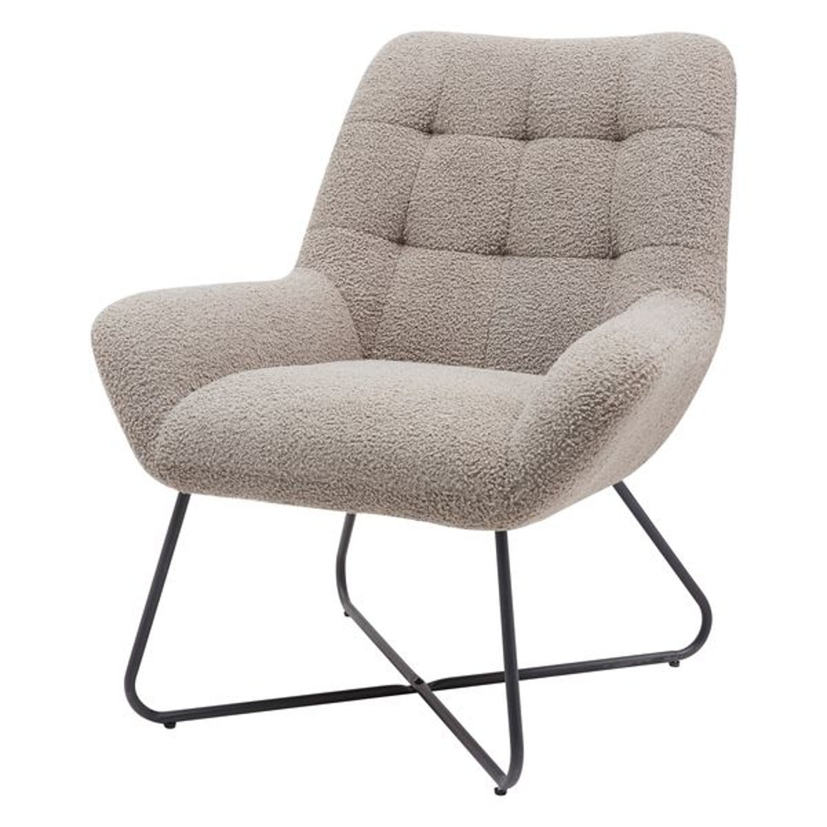 Fauteuil tissu effet laine bouclette gris foncé taupe, ZAGO