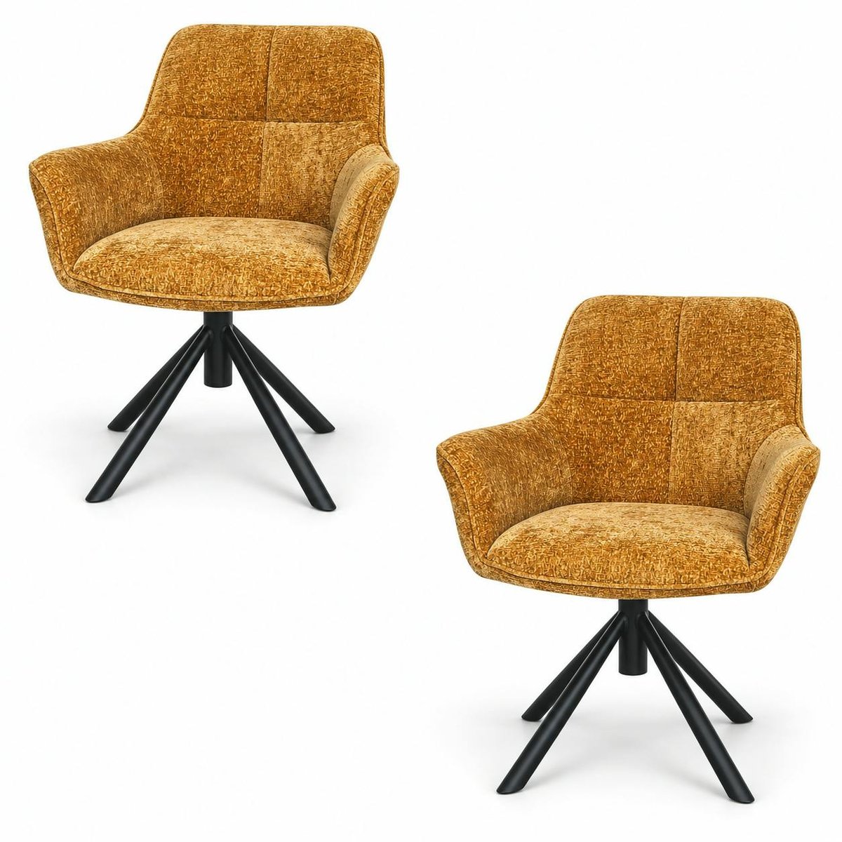Fauteuil de table pivotant tissu moutarde (lot de 2) IENA moutarde, PIER IMPORT
