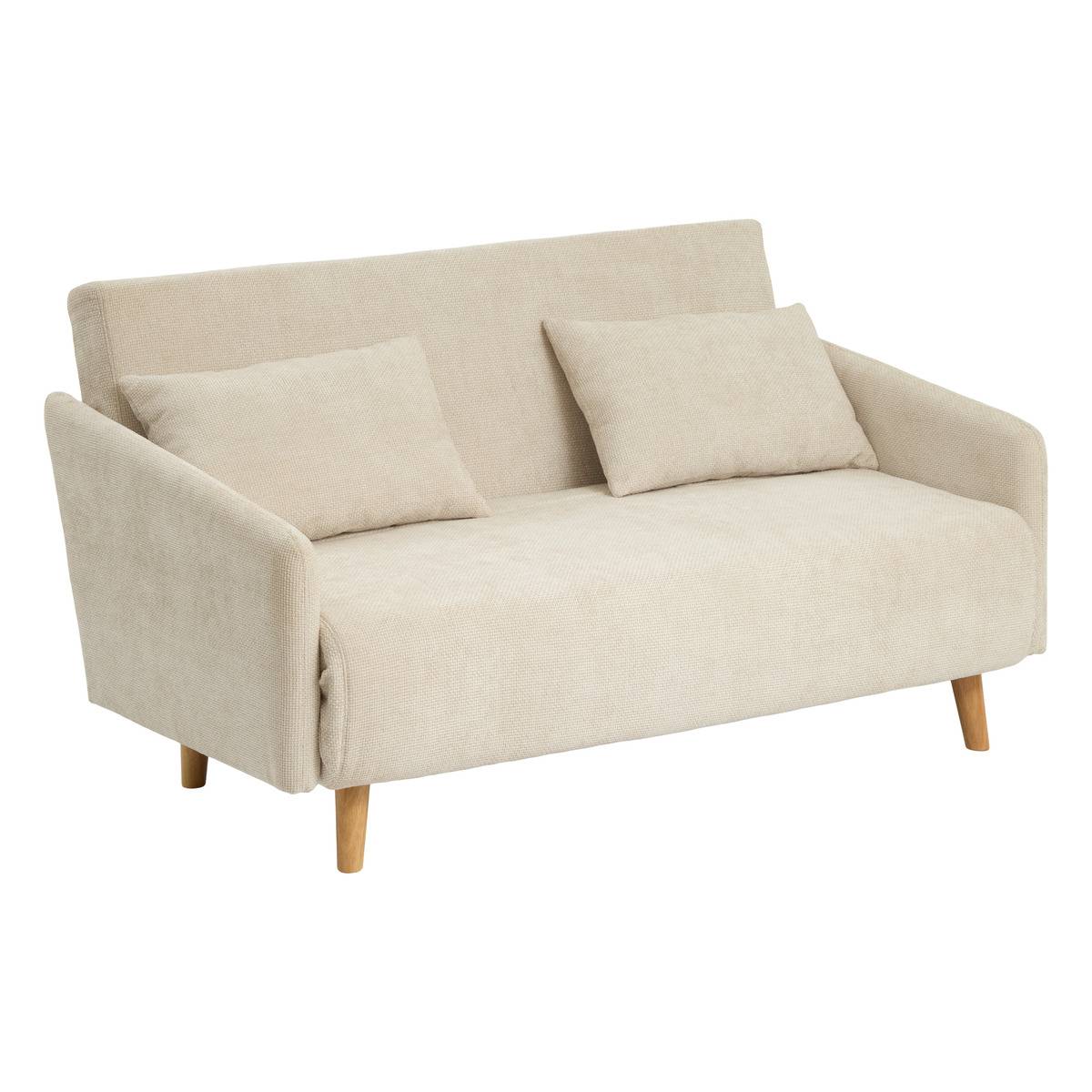 Canapé clic-clac 2 places en eucalyptus MILO beige, ATMOSPHERA