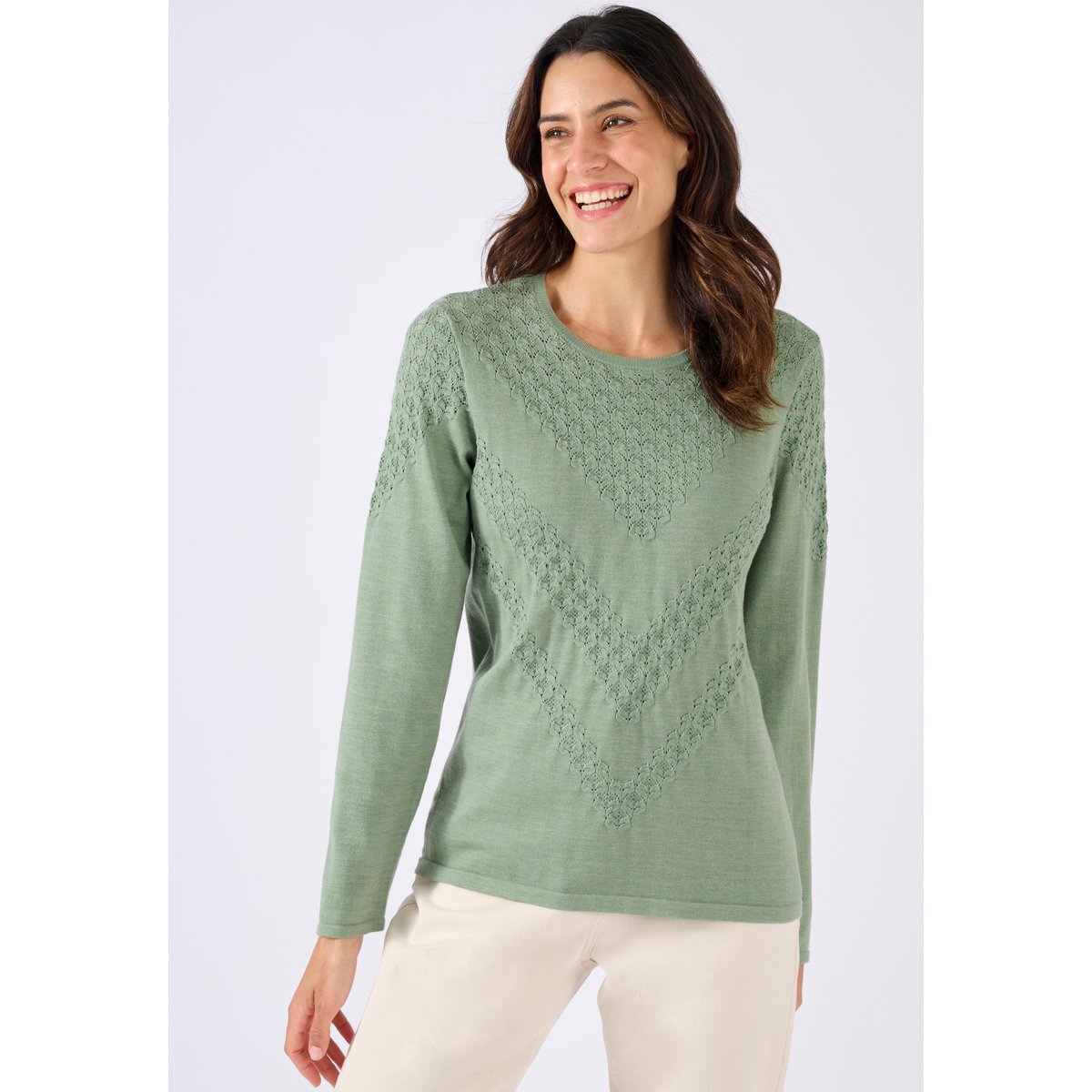Pull point fantaisie Thermolactyl vert sauge, DAMART