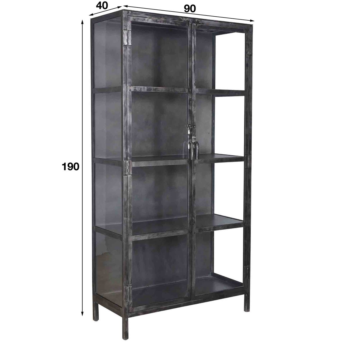 Vaisselier vitrine style industriel métal noir vieilli 2 portes en verre 90x190cm ROADIES noir, PIER IMPORT