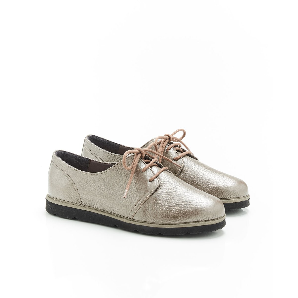 Derbies à lacets, dessus cuir cerf gris coloris bronze, DAMART