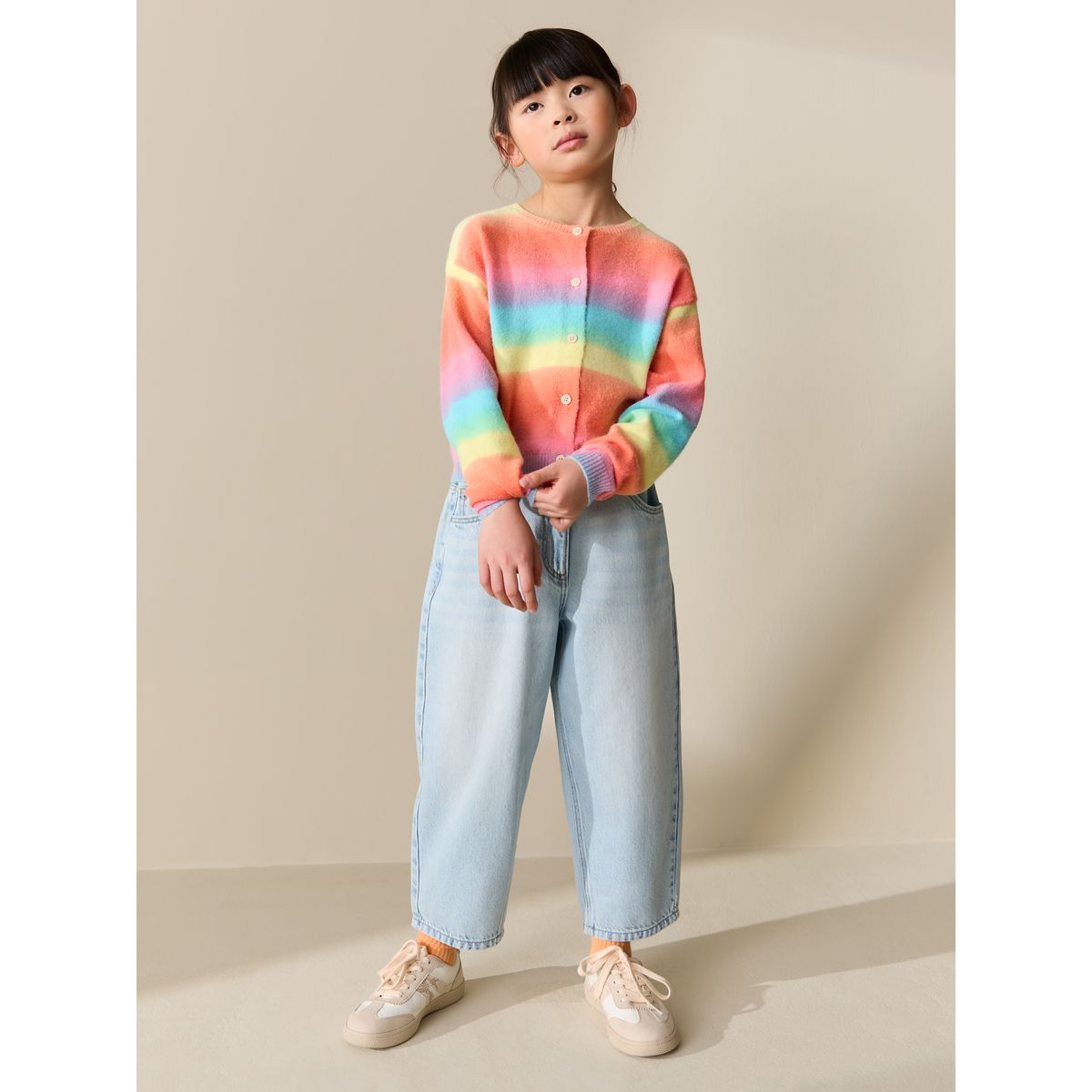 Cardigan à boutons rayure arc-en-ciel, NEXT