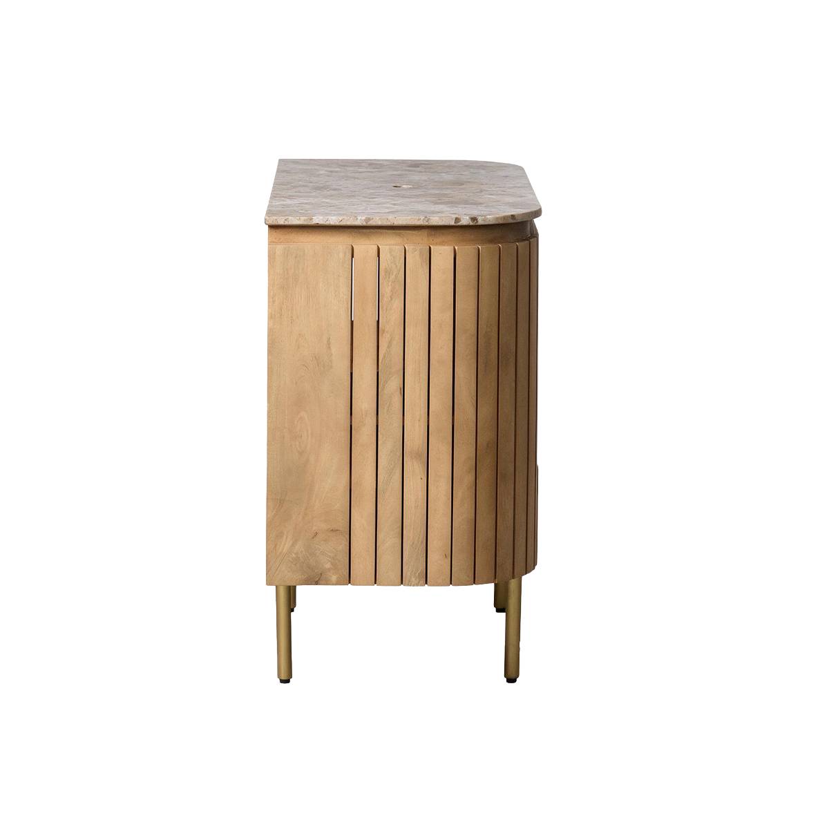 Meuble sous vasque 2 tiroirs en marbre et bois de manguier CYRENE bois clair, MADE IN MEUBLES