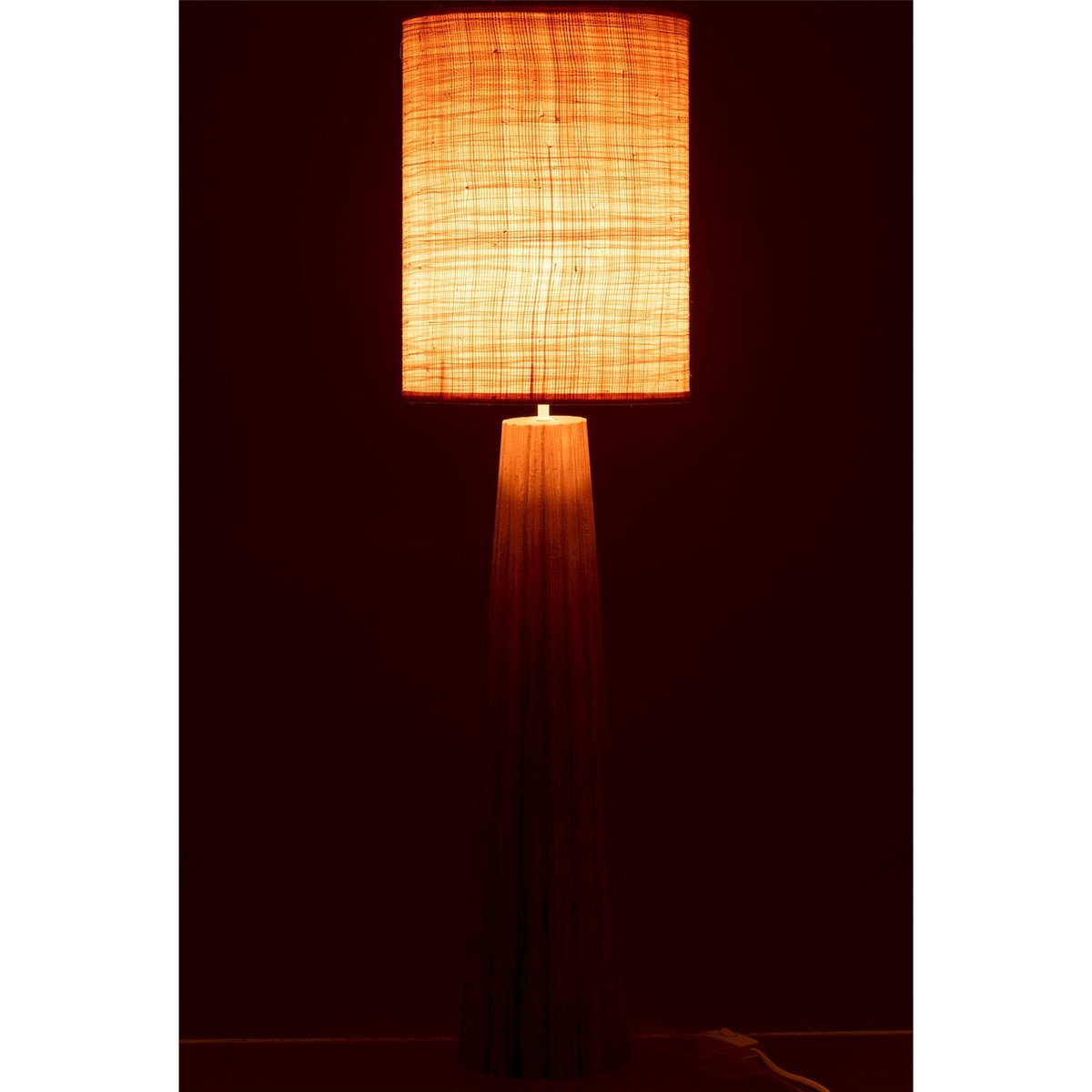 Lampe de salon en bois forme rectangulaire bois naturel et beige clair, RECOLLECTION