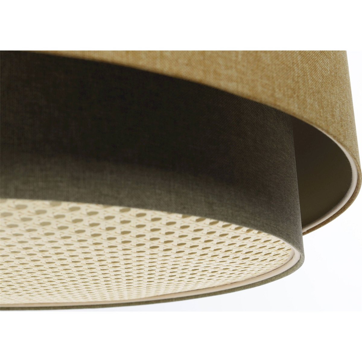 Suspension ronde en tissu et rotin Boho Elegant beige crème avec rotin naturel, BPS KONCEPT