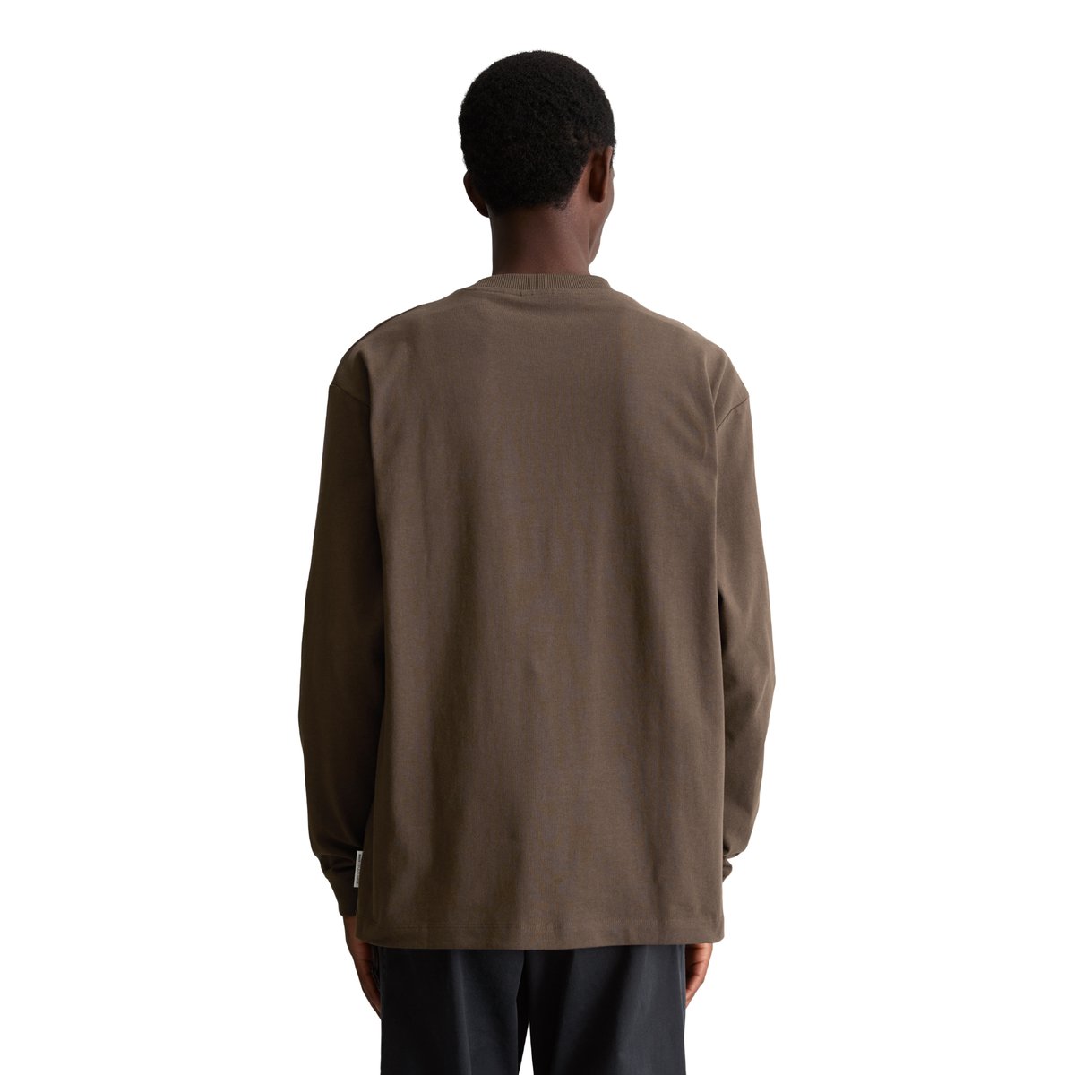 T-shirt à manches longues épais et ample en coton biologique marron, MARC O’POLO DENIM
