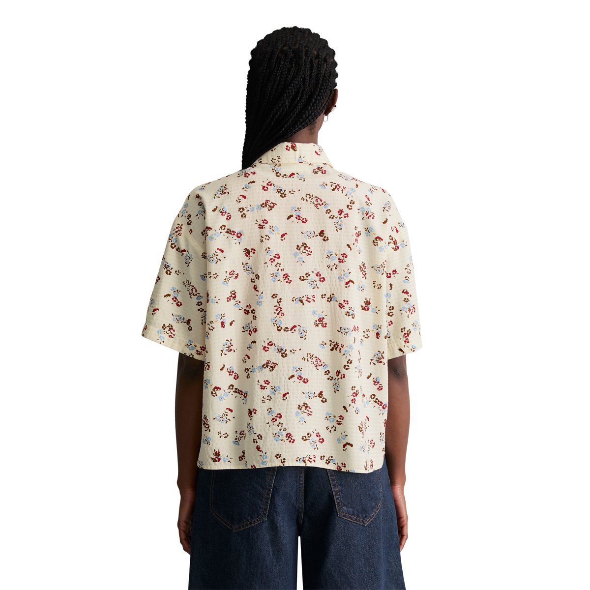 Blouse à manches courtes imprimée relaxed en mélange de coton LENZING™ ECOVERO™ blanc, MARC O’POLO DENIM