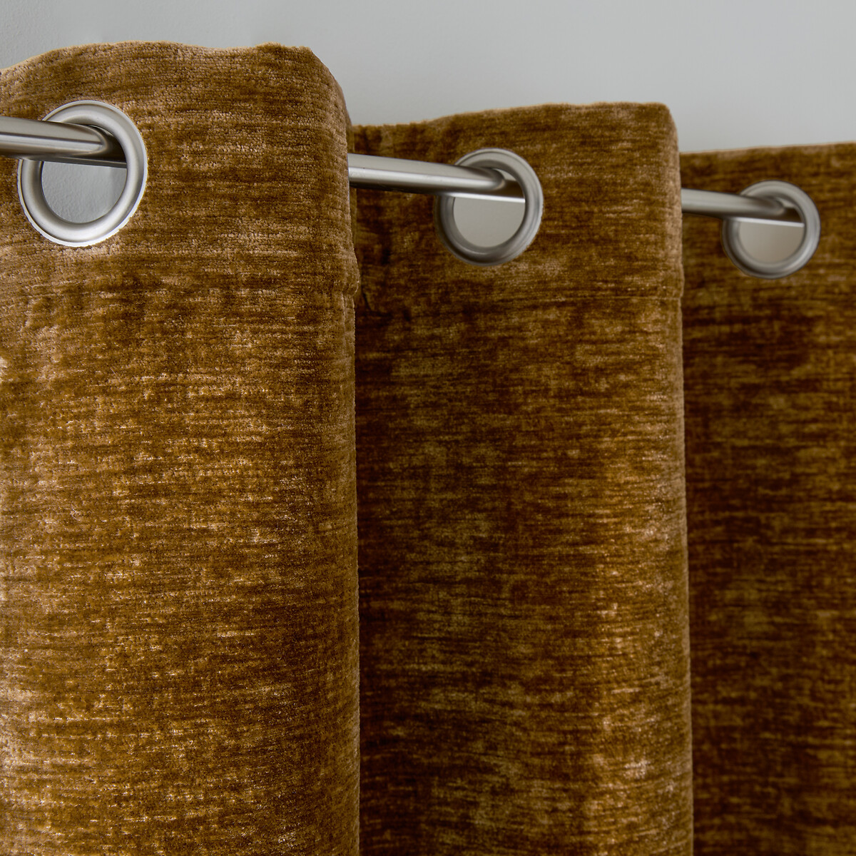 Cortina de terciopelo texturizado, con ojales, BOCHA bronce , LA REDOUTE INTERIEURS