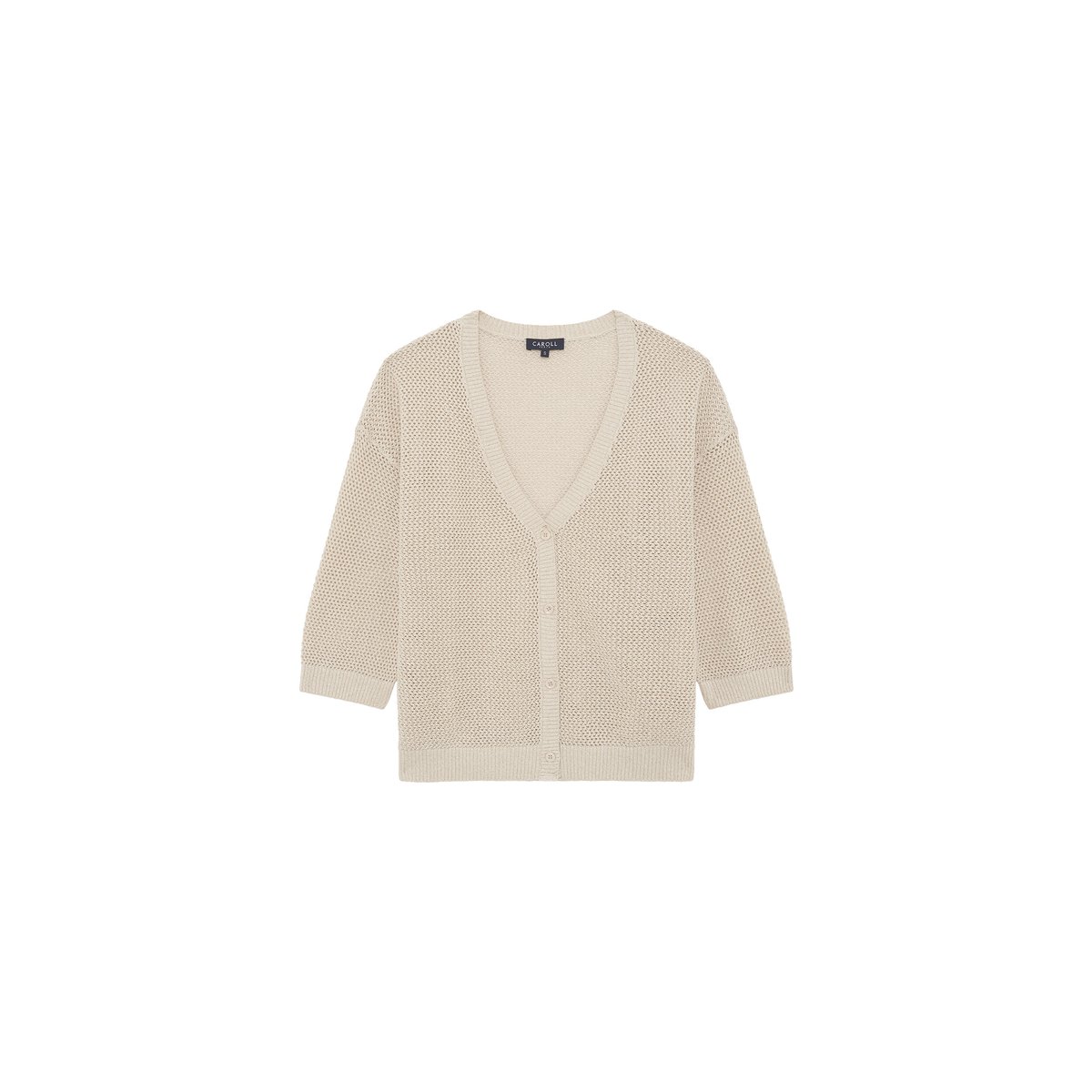 Cardigan droit col v MIRANDA creme, CAROLL
