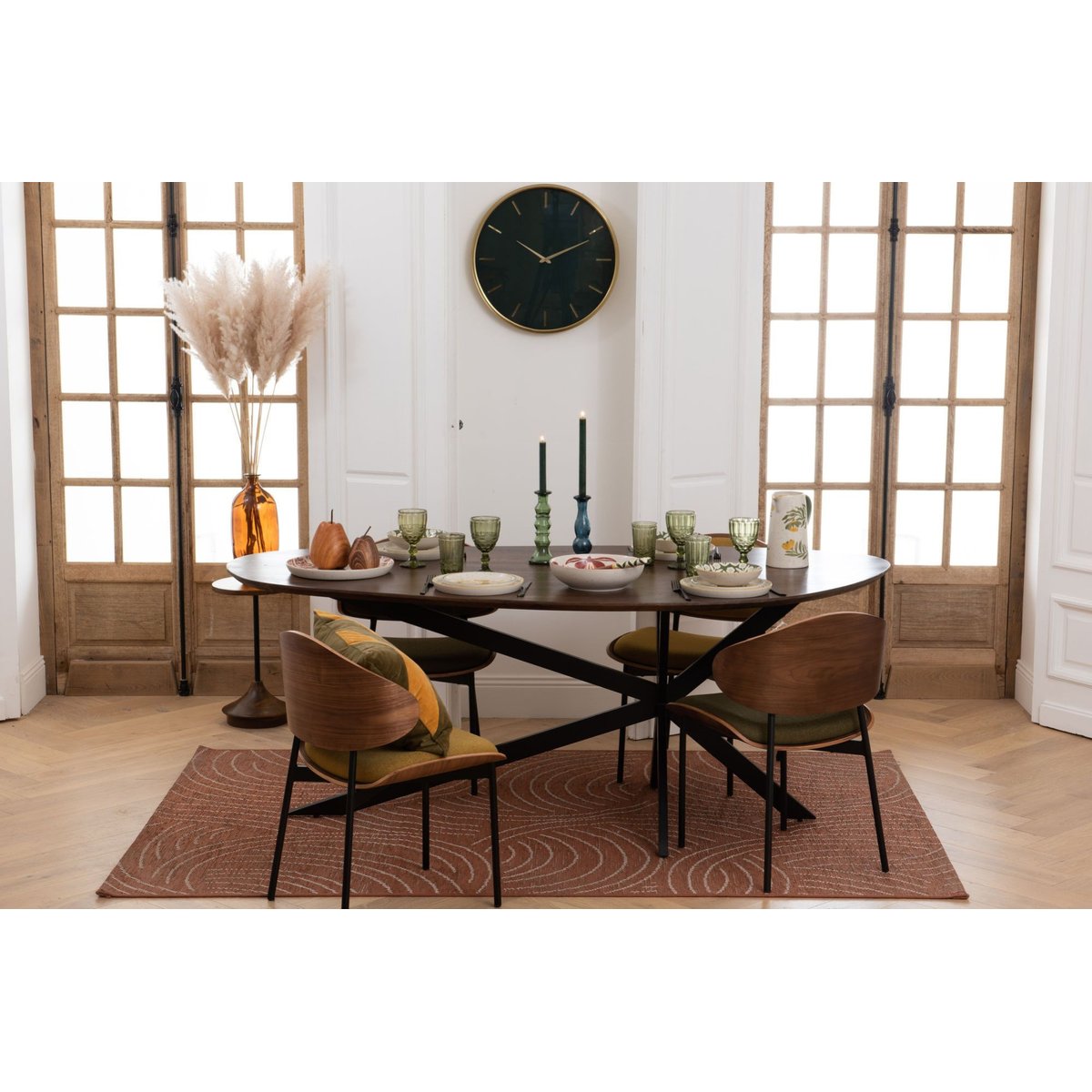 Table de salle à manger organique en manguier et métal L200 - GAIA bois foncé, AMADEUS