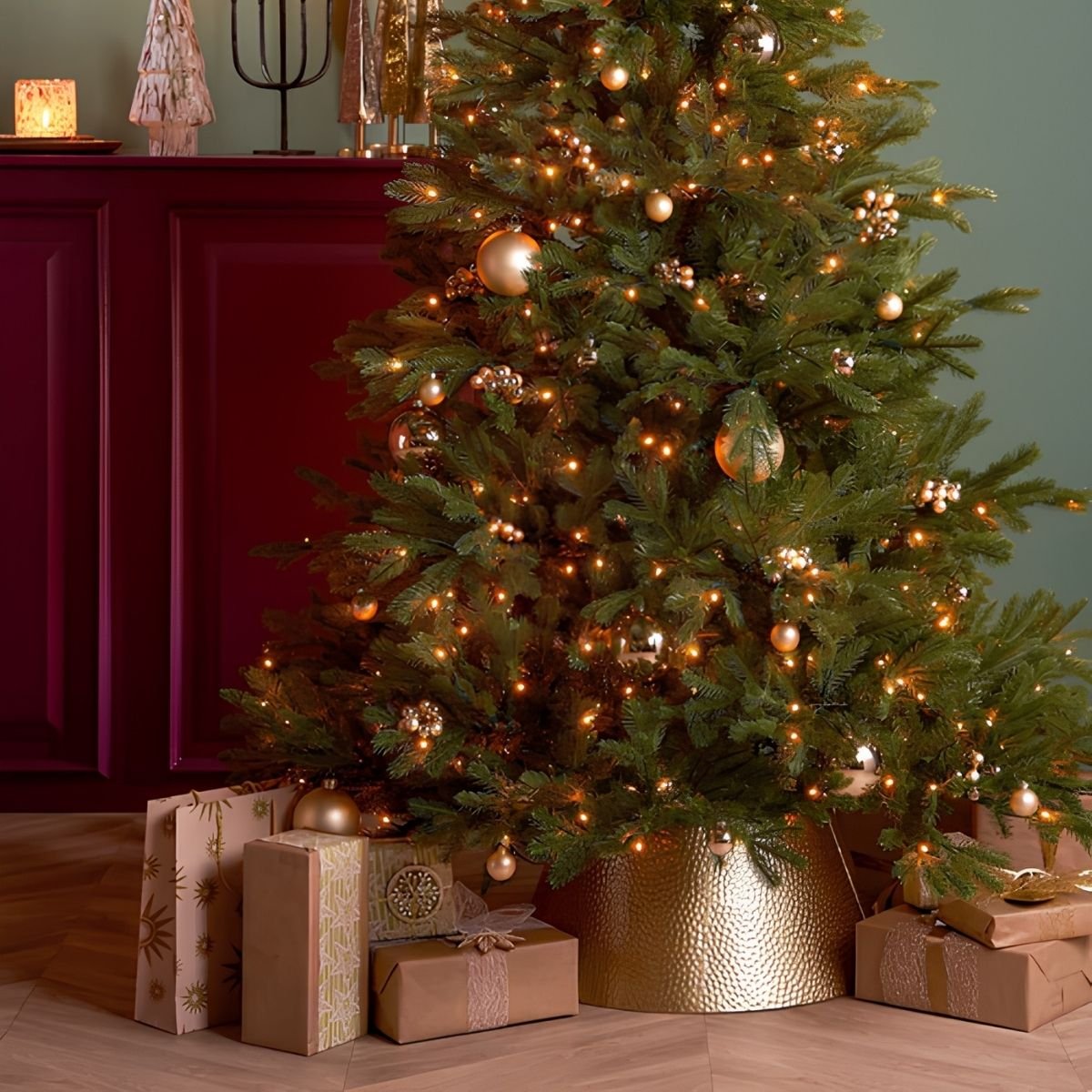 Cache-pied de sapin de Noël L50 cm GLACIA or, MICA DECORATIONS