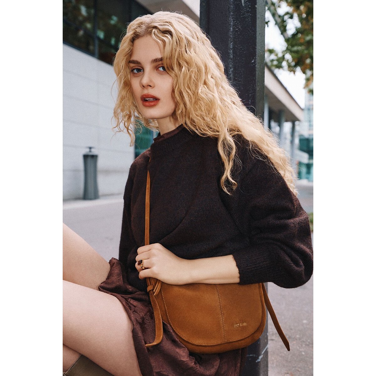 Mini Rodeo Suede Shoulder Bag gingerbread brown, NAT & NIN