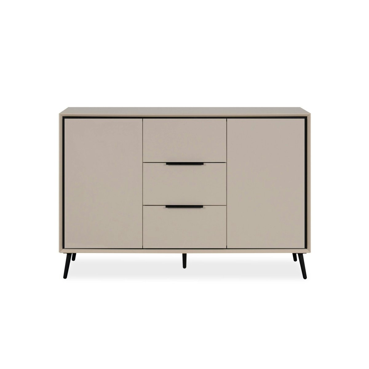 Buffet moderne taupe 2 portes 3 tiroirs AVIO beige, PIER IMPORT